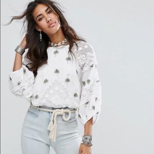 Free people Carolina mindset embroidered top
